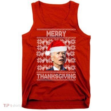 Merry Thanksgiving Funny Biden Ugly Christmas Tank Top