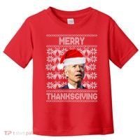 Merry Thanksgiving Funny Biden Ugly Christmas Toddler T-Shirt thumb 0