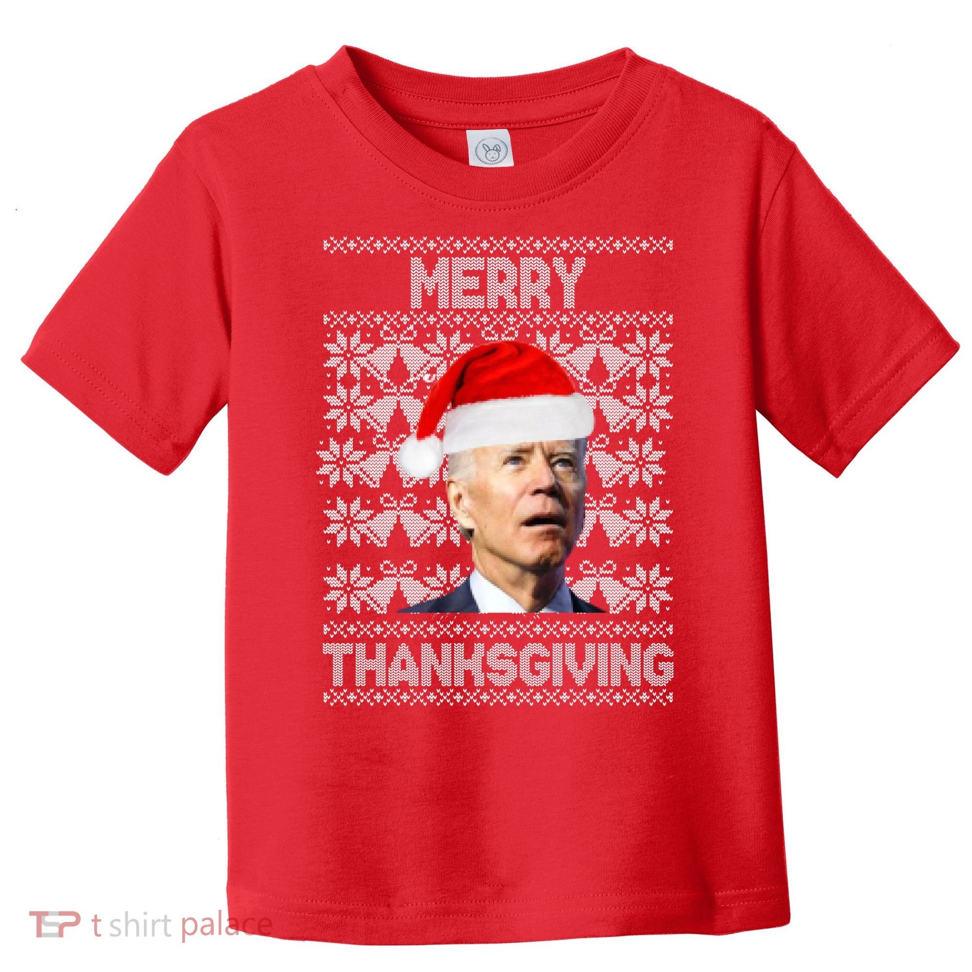 Merry Thanksgiving Funny Biden Ugly Christmas Toddler T-Shirt