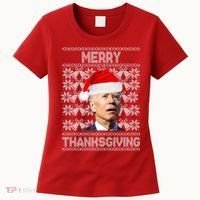 Merry Thanksgiving Funny Biden Ugly Christmas Women's T-Shirt thumb 0