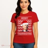 Merry Thanksgiving Funny Biden Ugly Christmas Women's T-Shirt thumb 4