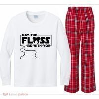 May The Floss Be With You Dentist Dentistry Dental Kids Long Sleeve Plaid Pajama Set thumb 0