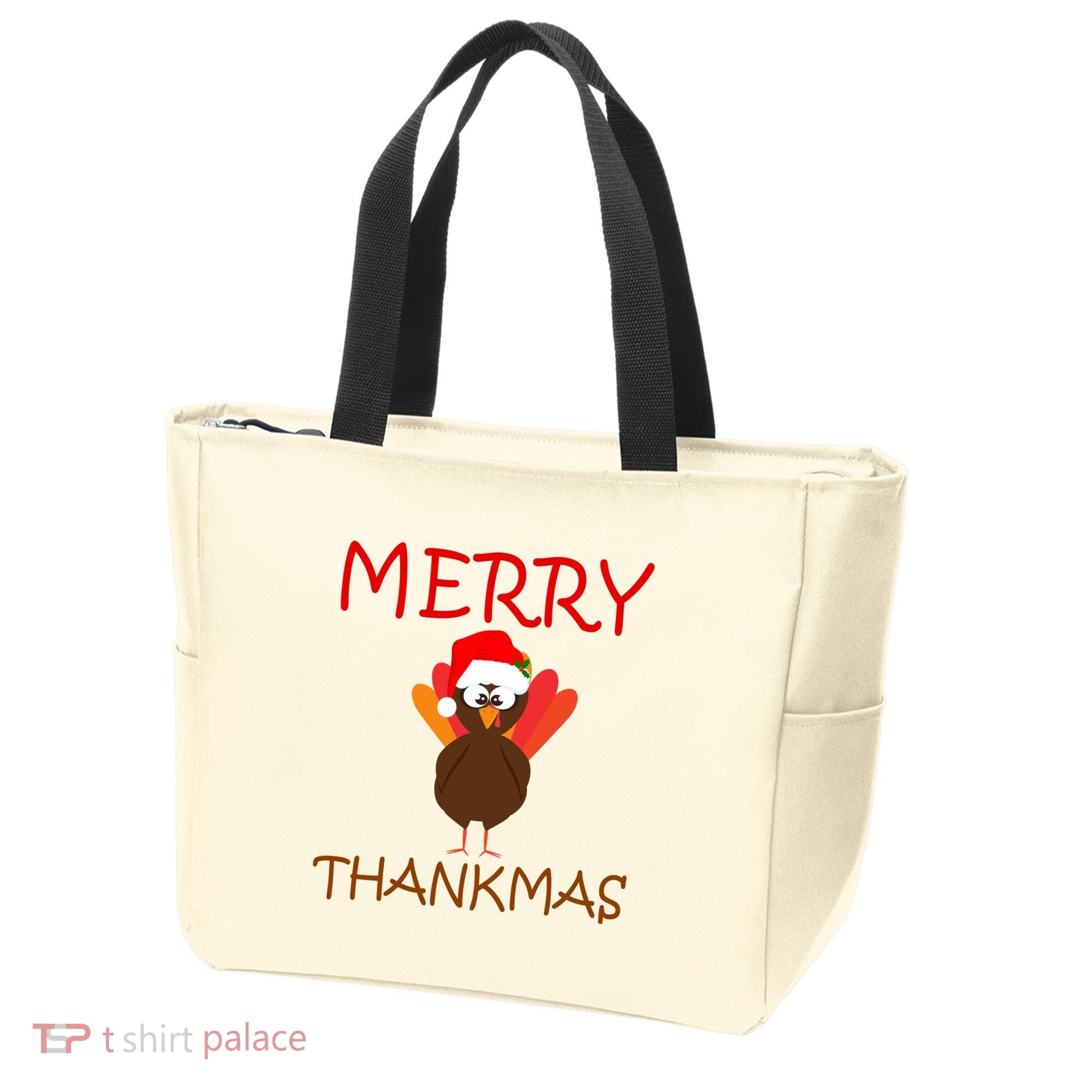 Merry Thankmas Funny Thanksgiving Turkey Tote Bag