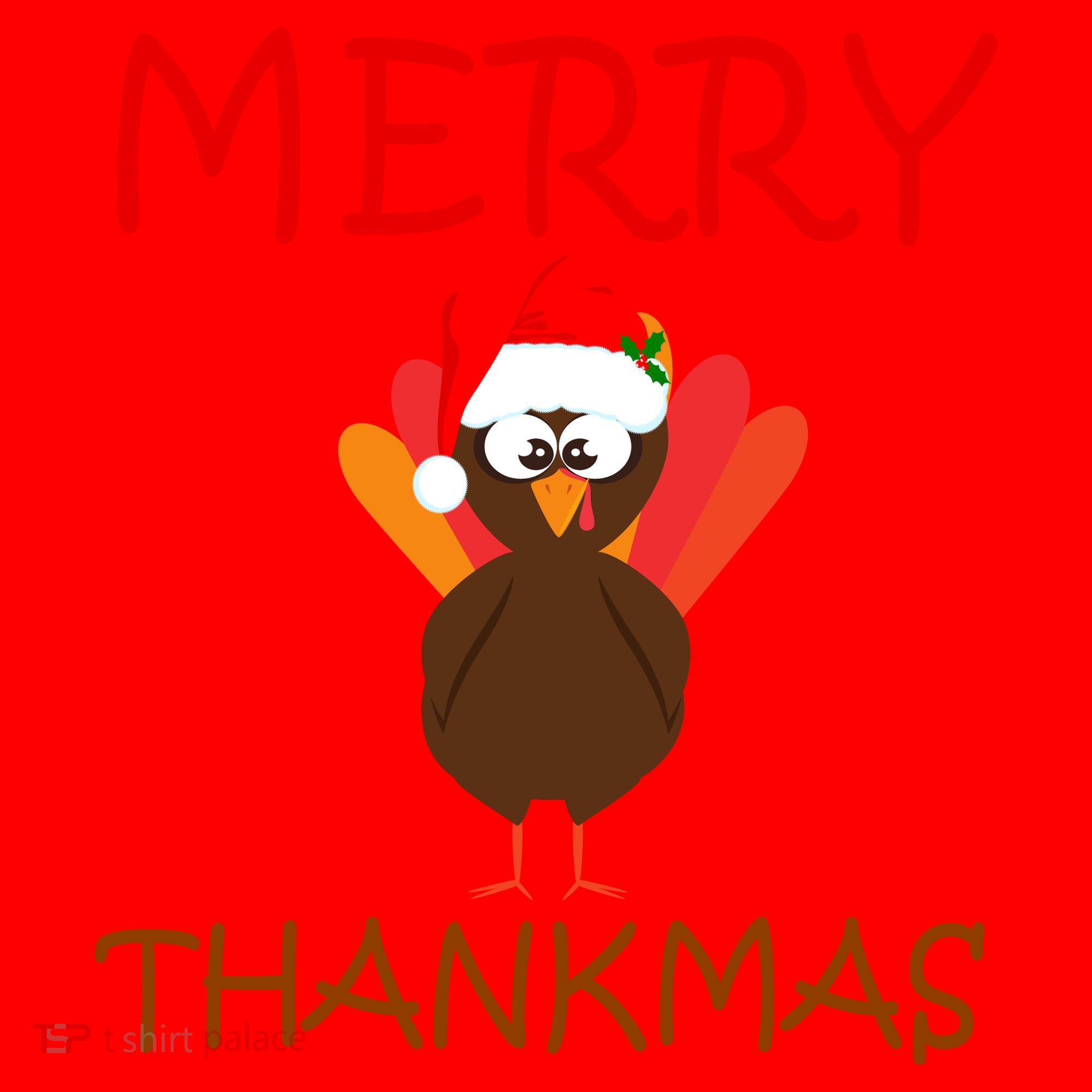 Merry Thankmas Funny Thanksgiving Turkey Santa Hat
