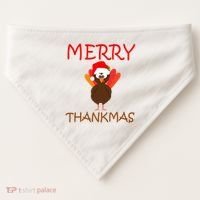Merry Thankmas Funny Thanksgiving Turkey USA-Made Doggie Bandana thumb 0