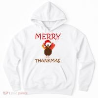 Merry Thankmas Funny Thanksgiving Turkey Hoodie thumb 0