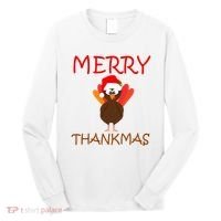 Merry Thankmas Funny Thanksgiving Turkey Long Sleeve Shirt thumb 0