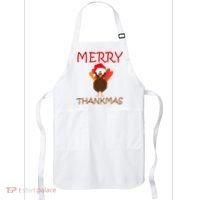 Merry Thankmas Funny Thanksgiving Turkey Apron thumb 0