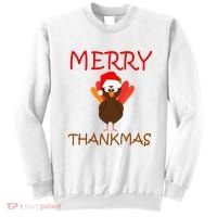 Merry Thankmas Funny Thanksgiving Turkey Sweatshirt thumb 0