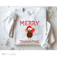 Merry Thankmas Funny Thanksgiving Turkey Sweatshirt thumb 2
