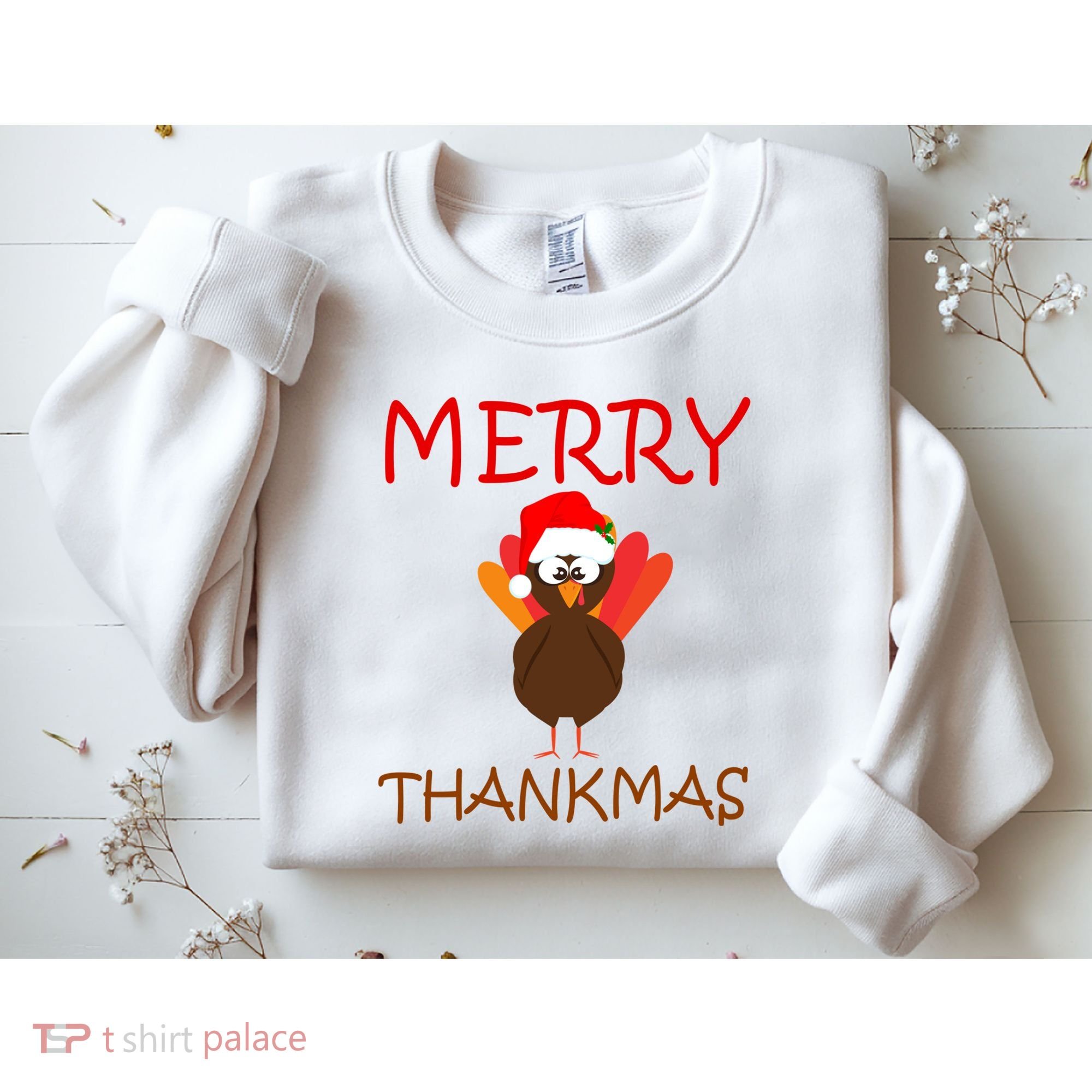 Merry Thankmas Funny Thanksgiving Turkey Sweatshirt