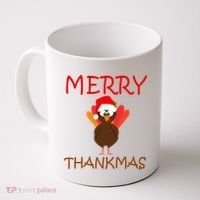 Merry Thankmas Funny Thanksgiving Turkey Coffee Mug thumb 0