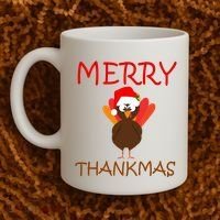 Merry Thankmas Funny Thanksgiving Turkey Coffee Mug thumb 2