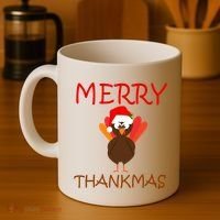 Merry Thankmas Funny Thanksgiving Turkey Coffee Mug thumb 4