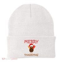 Merry Thankmas Funny Thanksgiving Turkey Beanie thumb 0