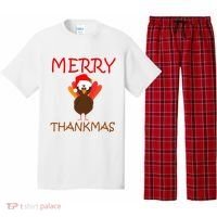 Merry Thankmas Funny Thanksgiving Turkey Pajama Set thumb 0