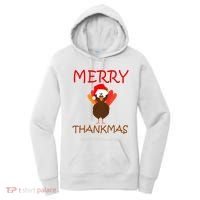 Merry Thankmas Funny Thanksgiving Turkey Women's Hoodie thumb 0