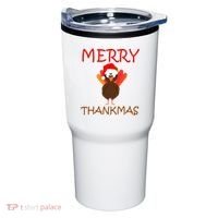 Merry Thankmas Funny Thanksgiving Turkey Tumbler thumb 0