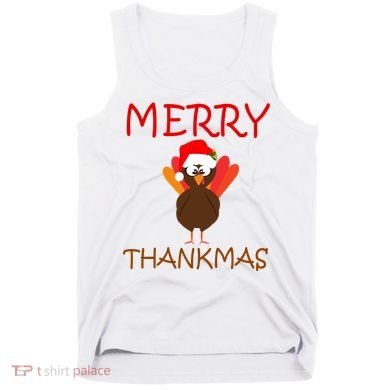 Merry Thankmas Funny Thanksgiving Turkey Tank Top