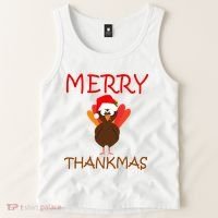 Merry Thankmas Funny Thanksgiving Turkey Tank Top thumb 2