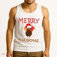 Merry Thankmas Funny Thanksgiving Turkey Tank Top thumb 3
