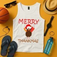 Merry Thankmas Funny Thanksgiving Turkey Tank Top thumb 4