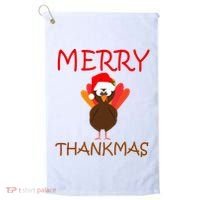 Merry Thankmas Funny Thanksgiving Turkey Golf Towel thumb 0
