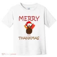 Merry Thankmas Funny Thanksgiving Turkey Toddler T-Shirt thumb 0
