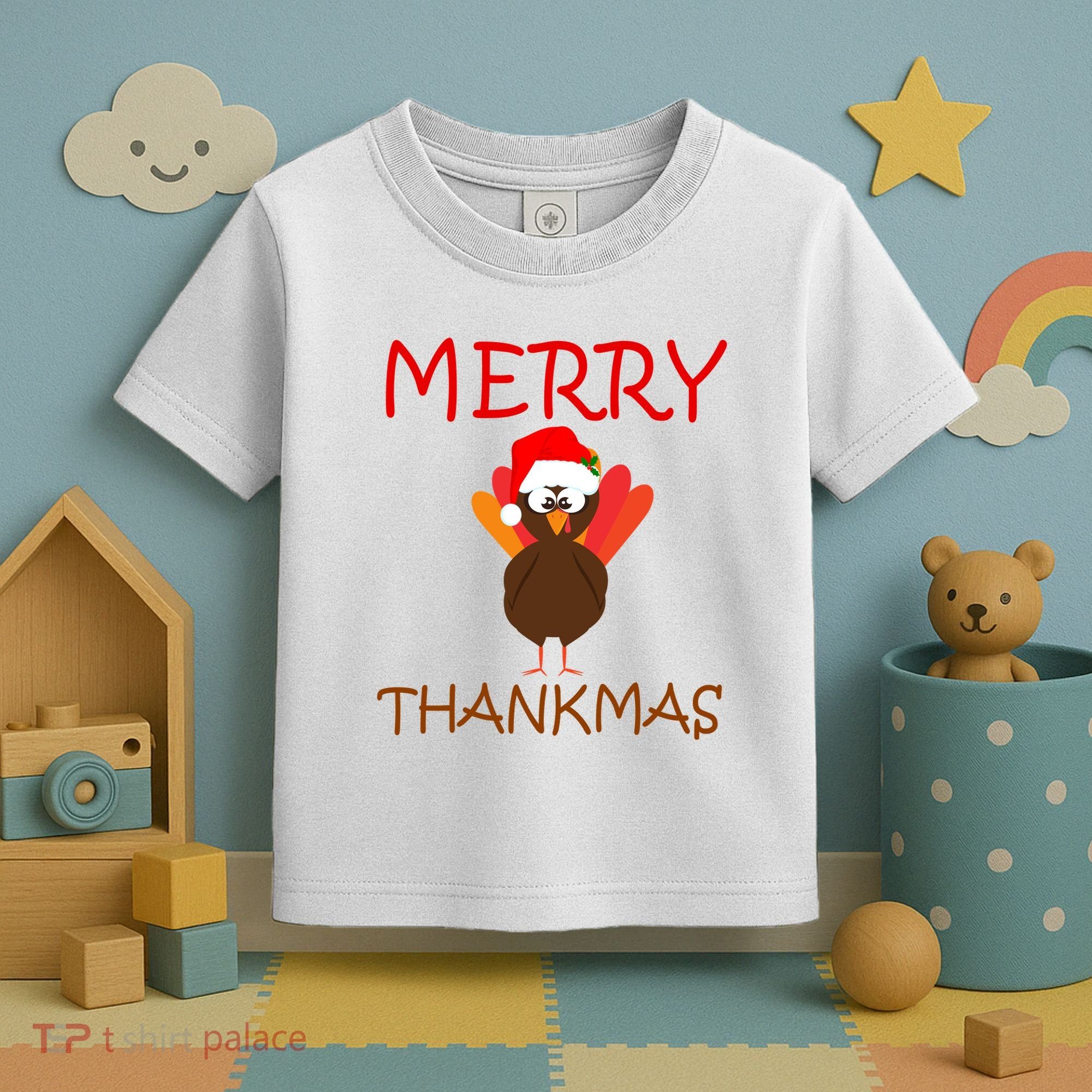 Merry Thankmas Funny Thanksgiving Turkey Toddler T-Shirt