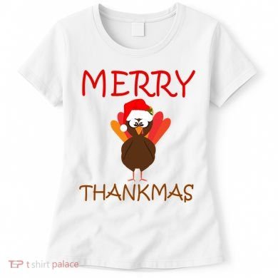 Merry Thankmas Funny Thanksgiving Turkey Women's T-Shirt