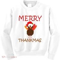 Merry Thankmas Funny Thanksgiving Turkey Kids Sweatshirt thumb 0