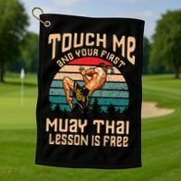 Muay Thai Funny Quote Kickboxing Thailand Boxing Golf Towel thumb 1