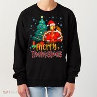 Merry Thanksmas Funny Turkey Santa Christmas Thanksgiving Women's Sweatshirt thumb 0