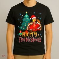 Merry Thanksmas Funny Turkey Santa Christmas Thanksgiving T-Shirt thumb 3