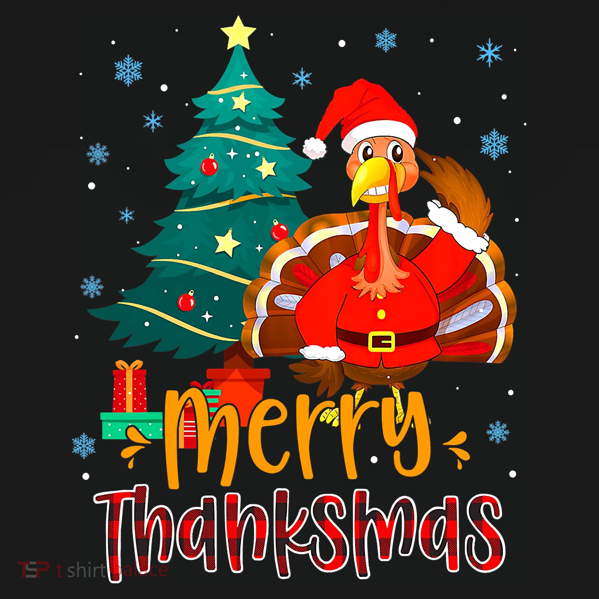 Merry Thanksmas Funny Turkey Santa Christmas Thanksgiving Mousepad