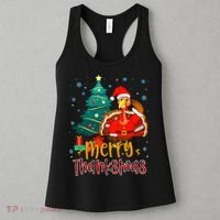 Merry Thanksmas Funny Turkey Santa Christmas Thanksgiving Women's Tank Top thumb 3