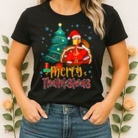 Merry Thanksmas Funny Turkey Santa Christmas Thanksgiving Women's T-Shirt thumb 2