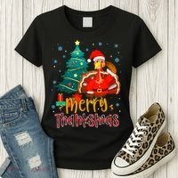 Merry Thanksmas Funny Turkey Santa Christmas Thanksgiving Women's T-Shirt thumb 3