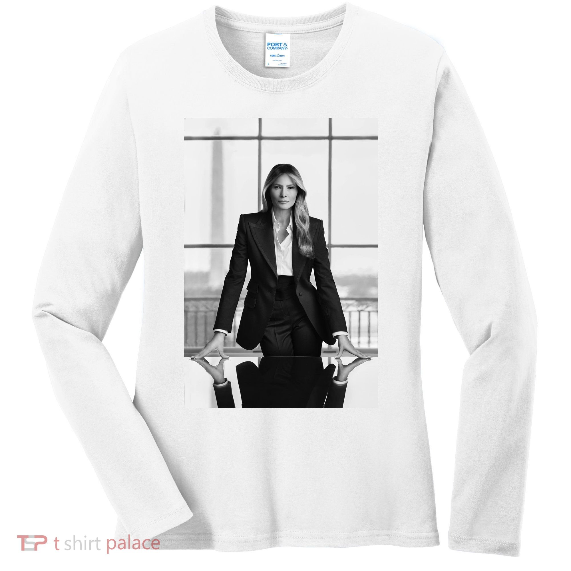 Melania Trump First Lady Official White House Portrait Women's Long Sleeve Shirt