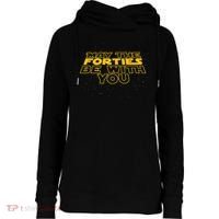 May the Forties Be With You Funny 40th Birthday Gift  Womens Funnel Neck Pullover Hood thumb 0