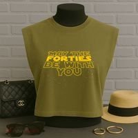 May the Forties Be With You Funny 40th Birthday Gift  Garment-Dyed Women's Muscle Tee thumb 3