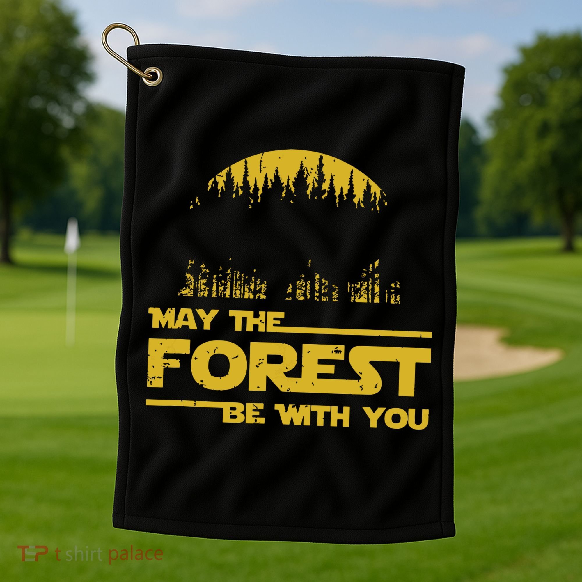 May The Forest Be With You Camping Gifts Scifi Nerd Golf Towel
