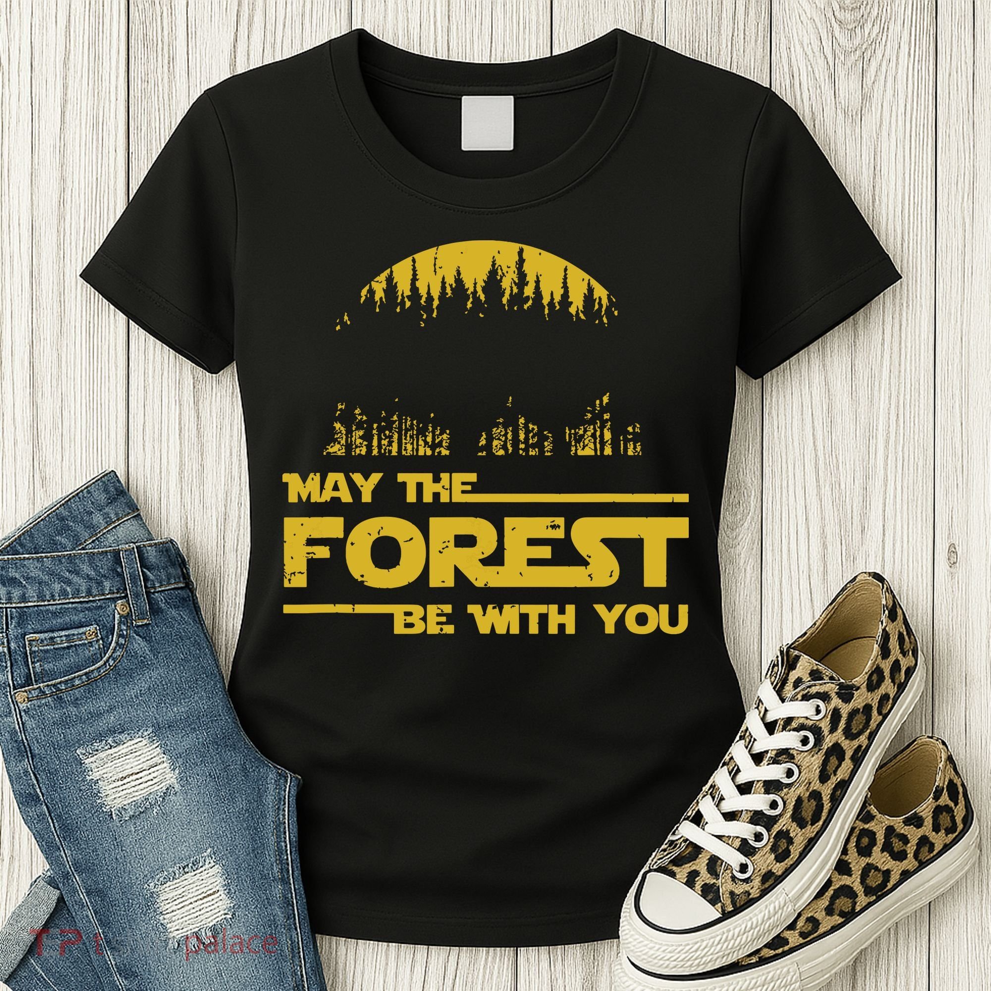 May The Forest Be With You Camping Gifts Scifi Nerd Women's T-Shirt