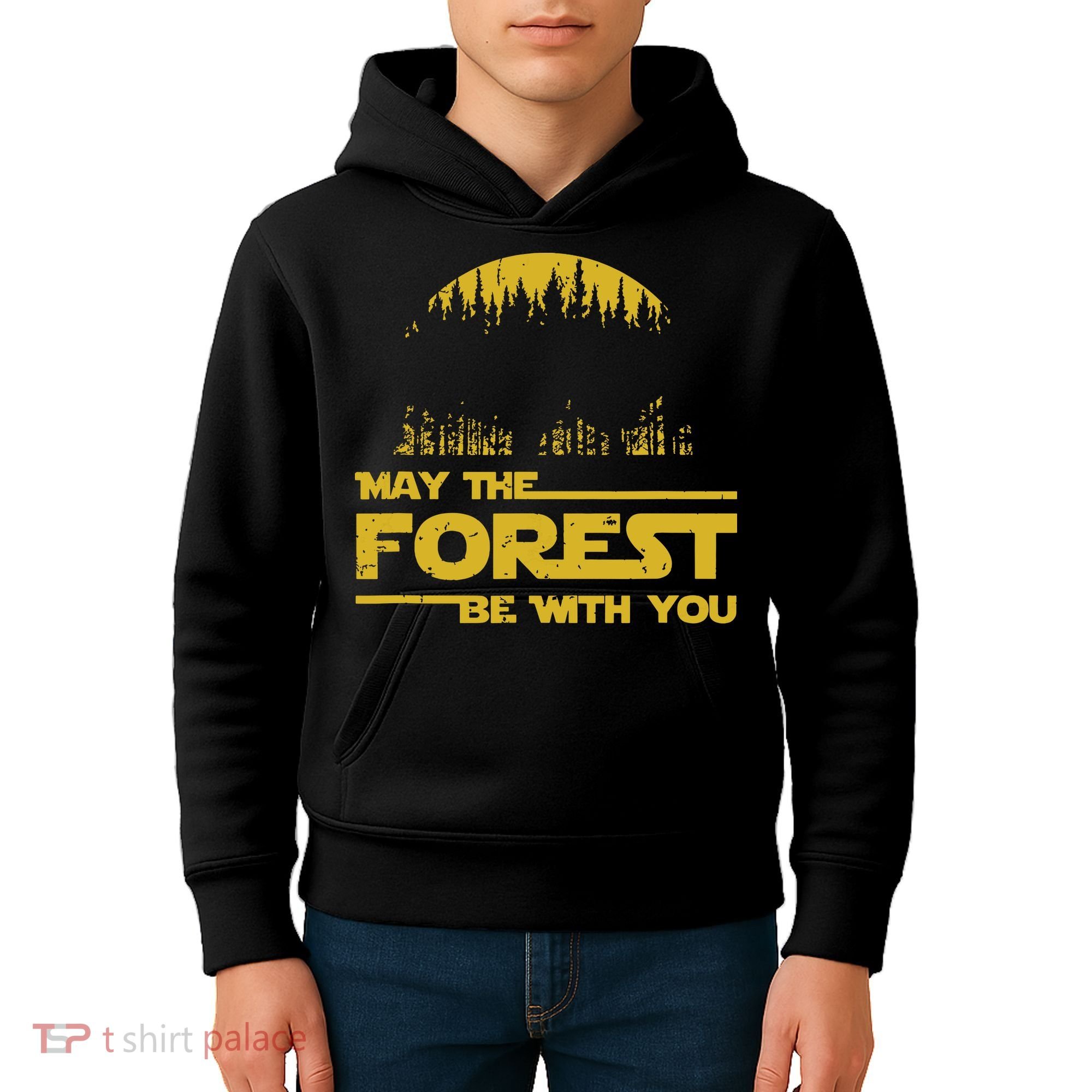 May The Forest Be With You Camping Gifts Scifi Nerd Kids Hoodie