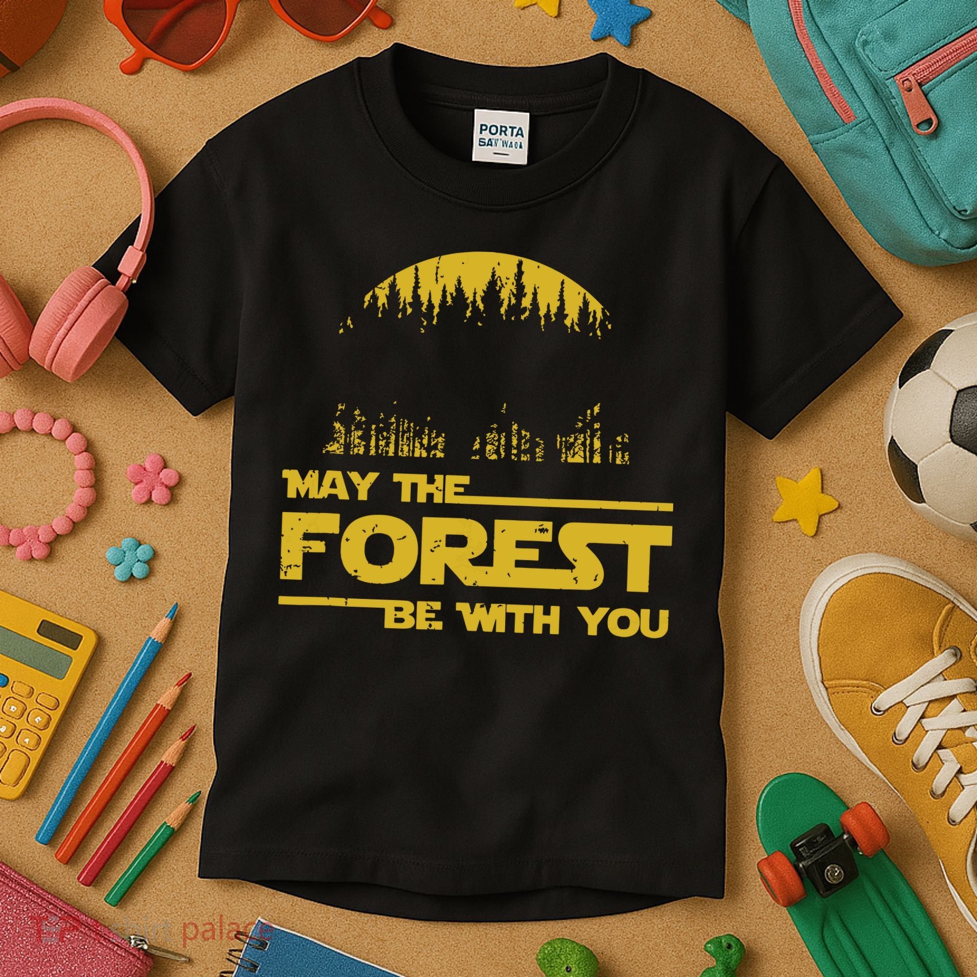 May The Forest Be With You Camping Gifts Scifi Nerd Kids T-Shirt