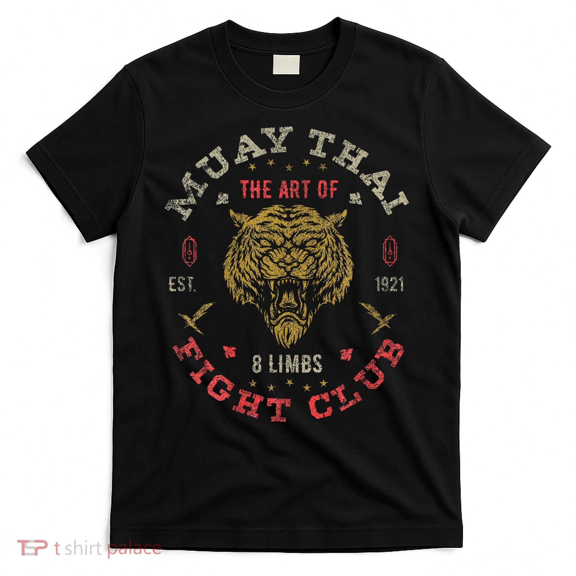 Muay Thai Fighter Vintage Twin Tiger Art Of 8 Limbs T-Shirt