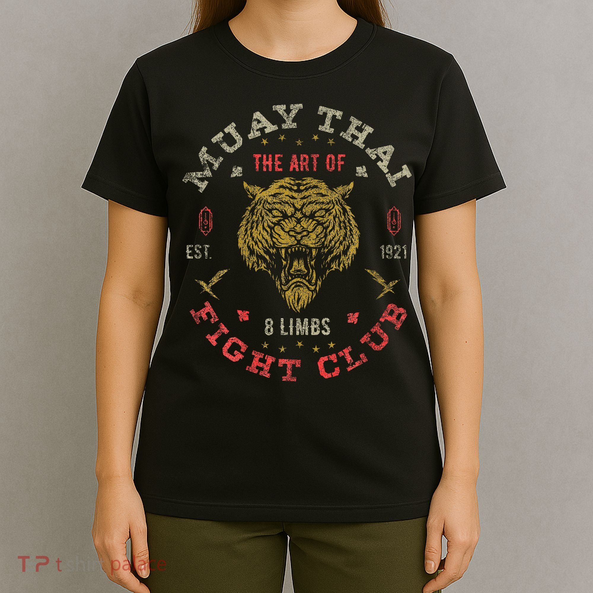 Muay Thai Fighter Vintage Twin Tiger Art Of 8 Limbs T-Shirt