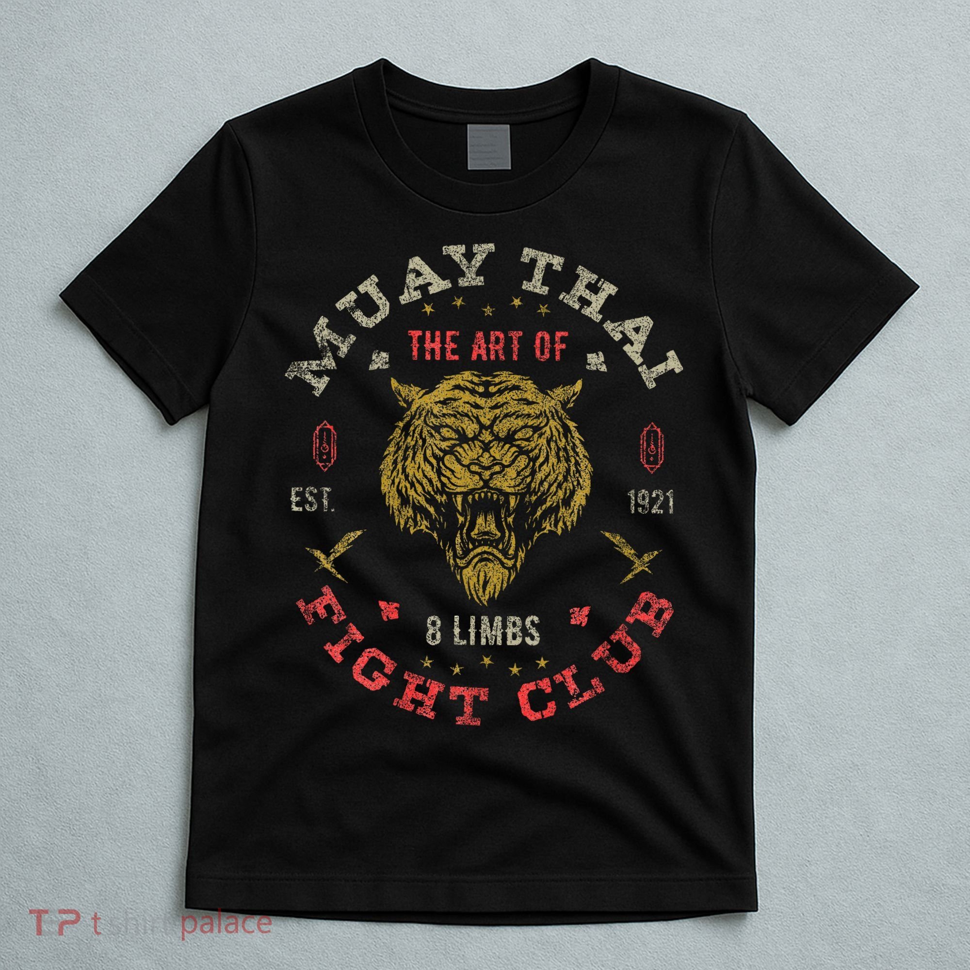 Muay Thai Fighter Vintage Twin Tiger Art Of 8 Limbs T-Shirt