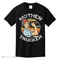 Mother Trucker Female CDL Semi Truck Driver Kids T-Shirt thumb 0