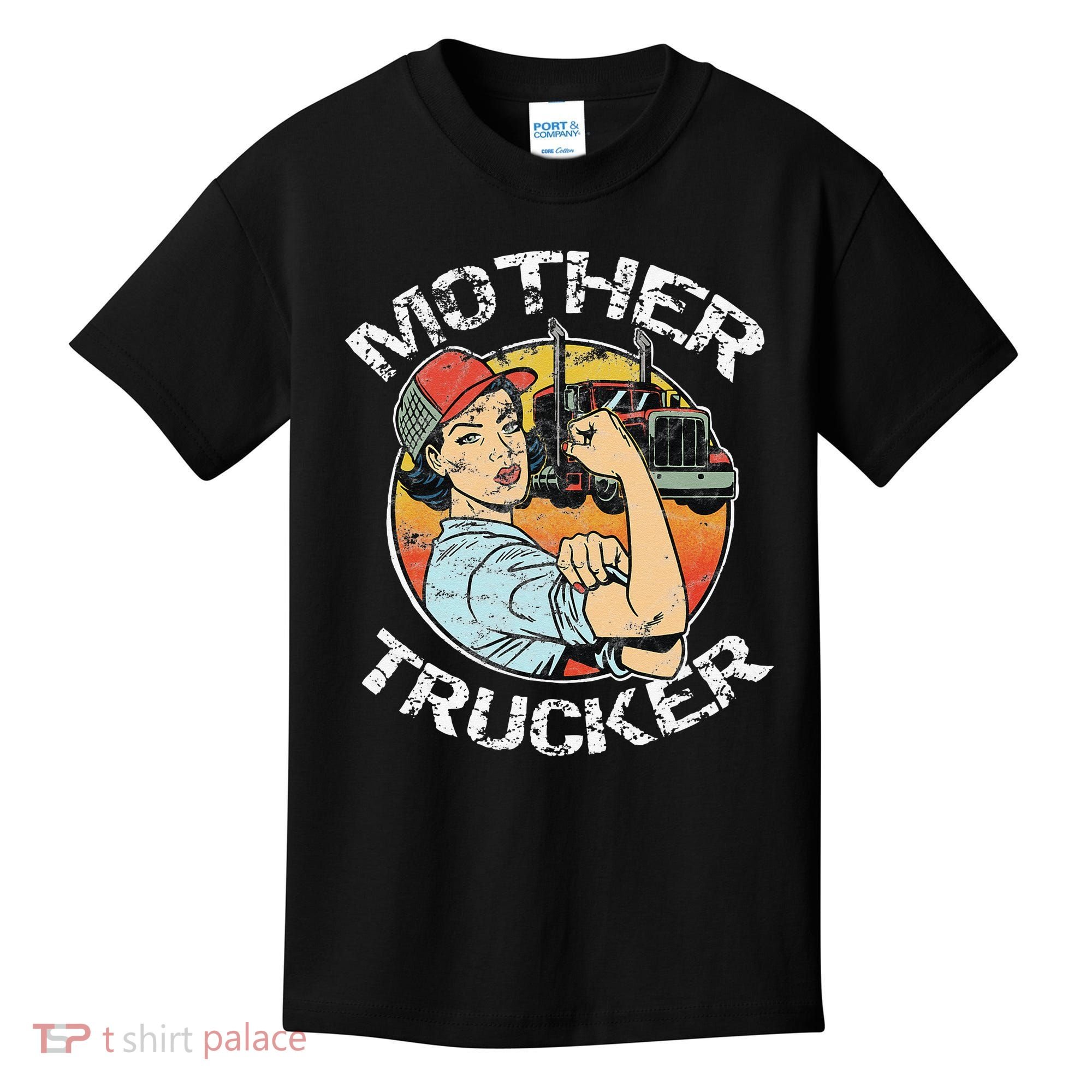 Mother Trucker Female CDL Semi Truck Driver Kids T-Shirt